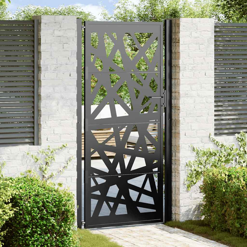 vidaXL Garden Gate Black Steel Steel/black 100 x 200 cm