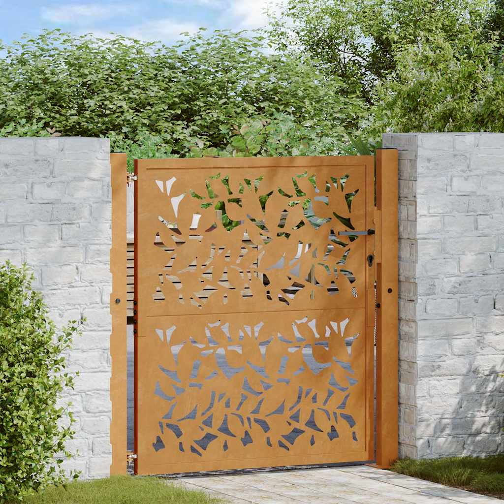 Garden Gate Weathering Steel Weathering steel/brown 100 x 100 cm Leaf design