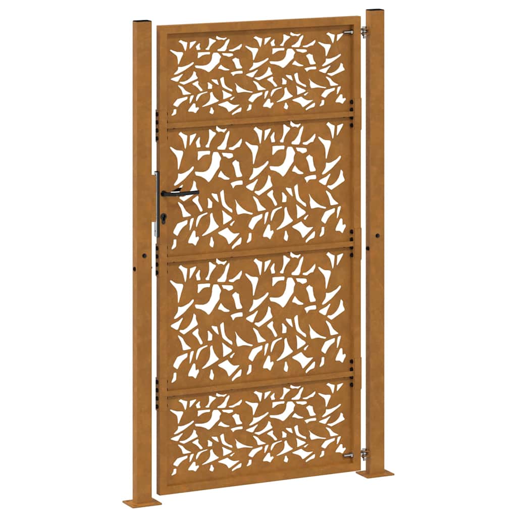 vidaXL Garden Gate 100x175 cm Weathering Steel Leaf Design 6
