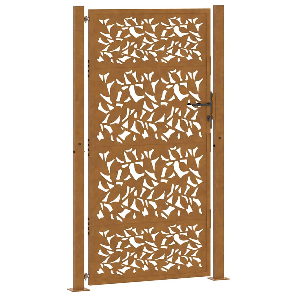vidaXL Garden Gate 100x200 cm Weathering Steel Leaf Design 2