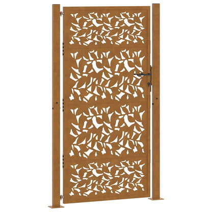 vidaXL Garden Gate 100x200 cm Weathering Steel Leaf Design 2