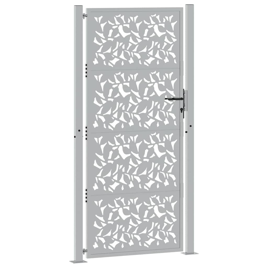 vidaXL Garden Gate 100x200 cm Weathering Steel Leaf Design 3
