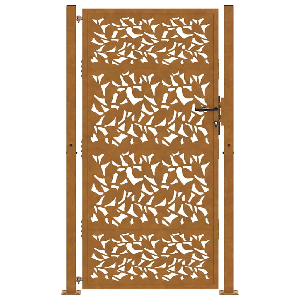 vidaXL Garden Gate 100x200 cm Weathering Steel Leaf Design 4