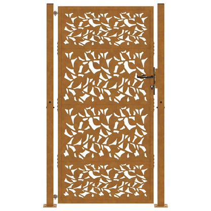 vidaXL Garden Gate 100x200 cm Weathering Steel Leaf Design 4