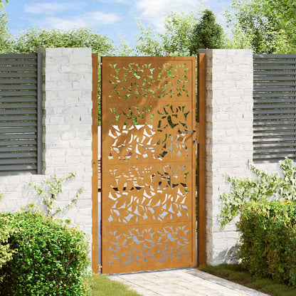 vidaXL Garden Gate 100x200 cm Weathering Steel Leaf Design 1