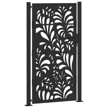 vidaXL Garden Gate Black 100x175 cm Steel Wave  Design 2