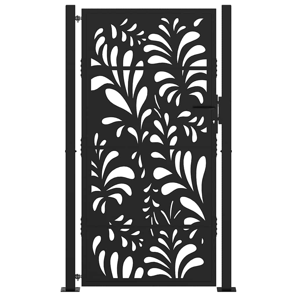 vidaXL Garden Gate Black 100x175 cm Steel Wave  Design 3