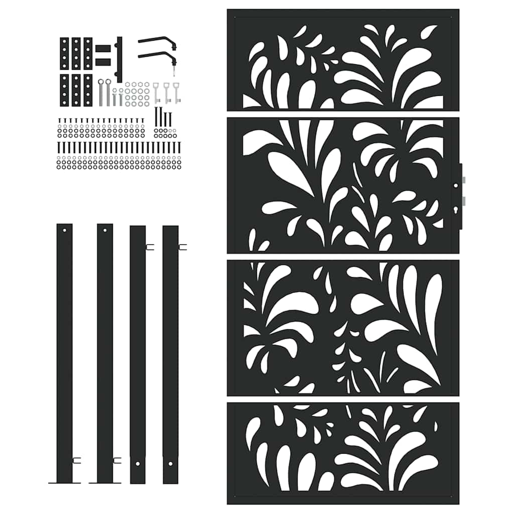 vidaXL Garden Gate Black 100x175 cm Steel Wave  Design 4