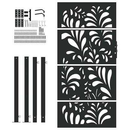 vidaXL Garden Gate Black 100x175 cm Steel Wave  Design 4