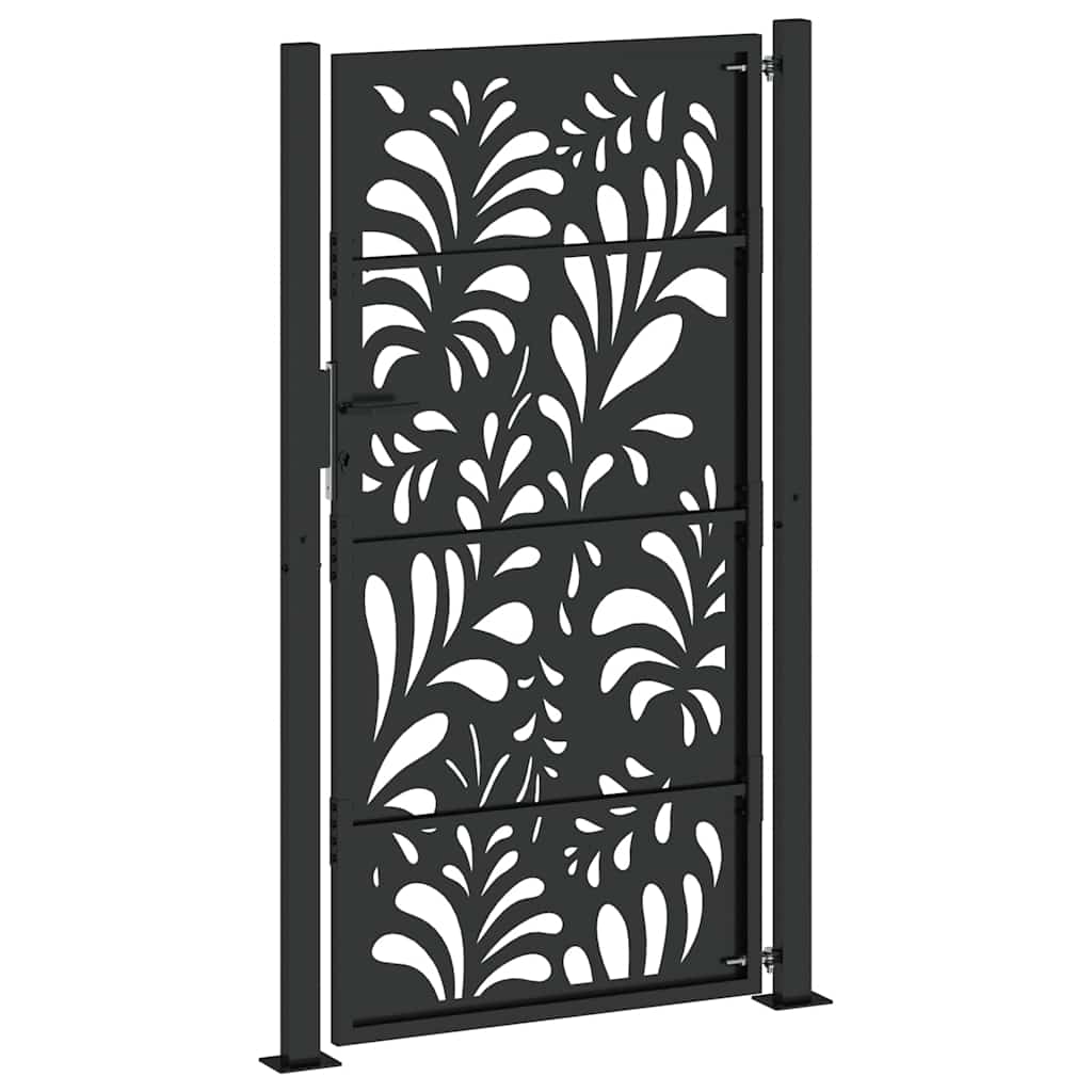 vidaXL Garden Gate Black 100x175 cm Steel Wave  Design 6