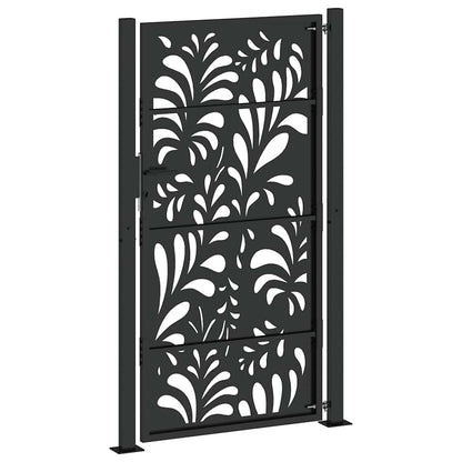 vidaXL Garden Gate Black 100x175 cm Steel Wave  Design 6