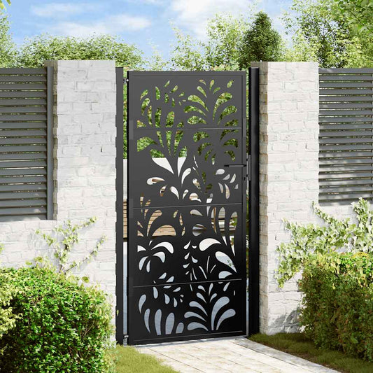 vidaXL Garden Gate Black 100x175 cm Steel Wave  Design 1