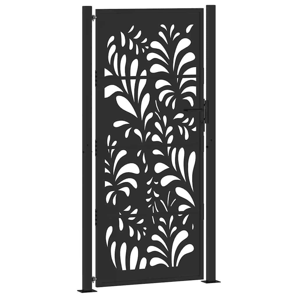 vidaXL Garden Gate Black 100x200 cm Steel Wave  Design 2