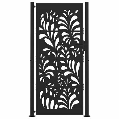 vidaXL Garden Gate Black 100x200 cm Steel Wave  Design 3