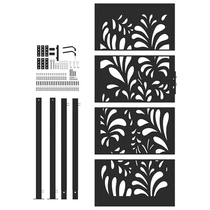 vidaXL Garden Gate Black 100x200 cm Steel Wave  Design 4