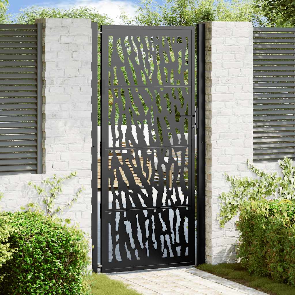 vidaXL Garden Gate Black Steel Steel/black 100 x 200 cm