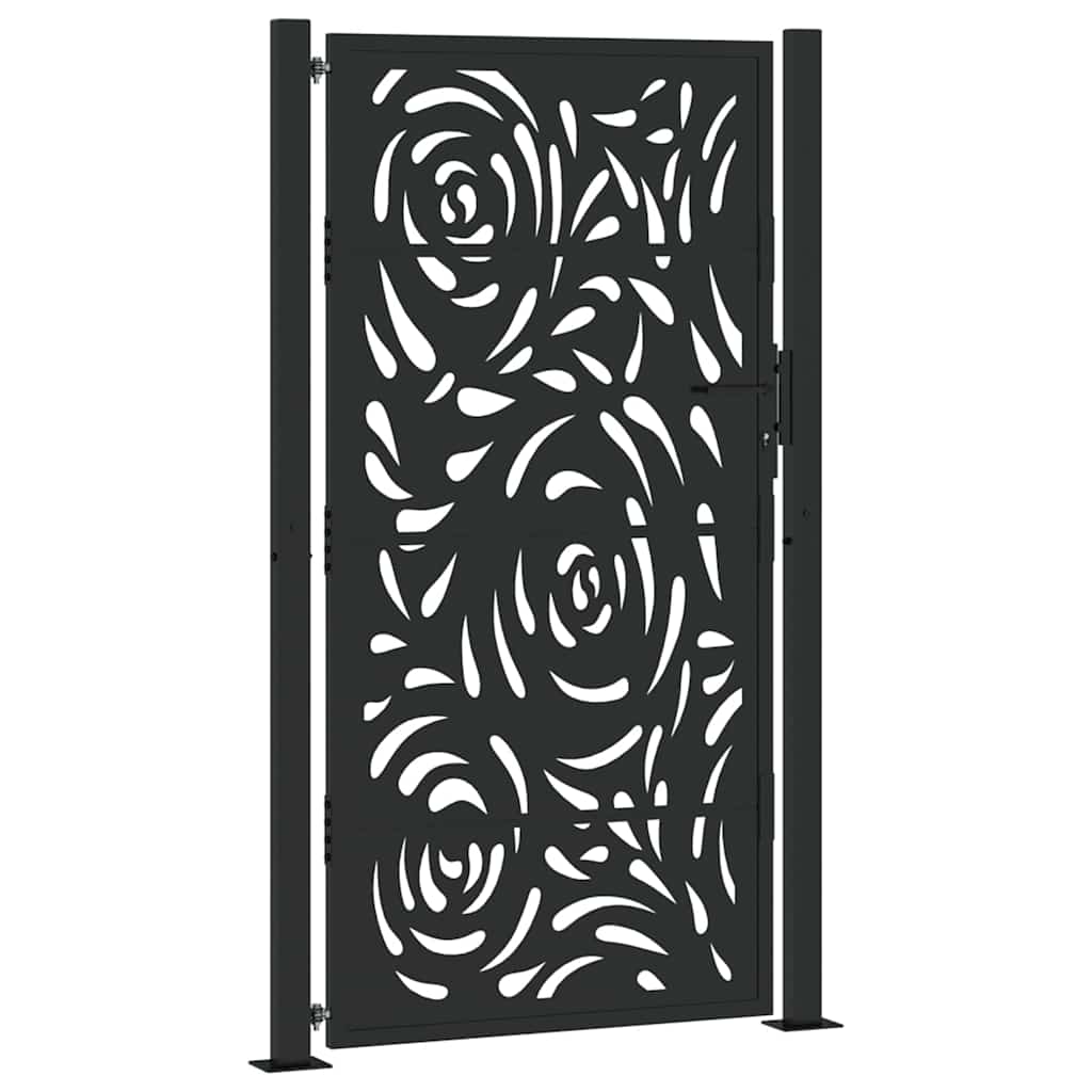 vidaXL Garden Gate Black 100x175 cm Steel Flame  Design 2