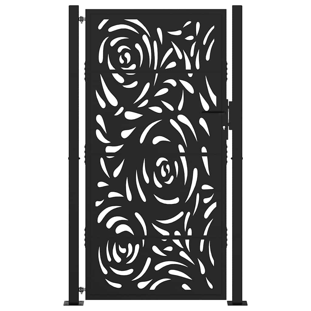 vidaXL Garden Gate Black 100x175 cm Steel Flame  Design 3
