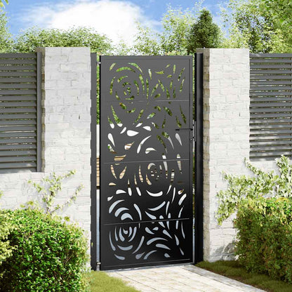 vidaXL Garden Gate Black 100x175 cm Steel Flame  Design 1
