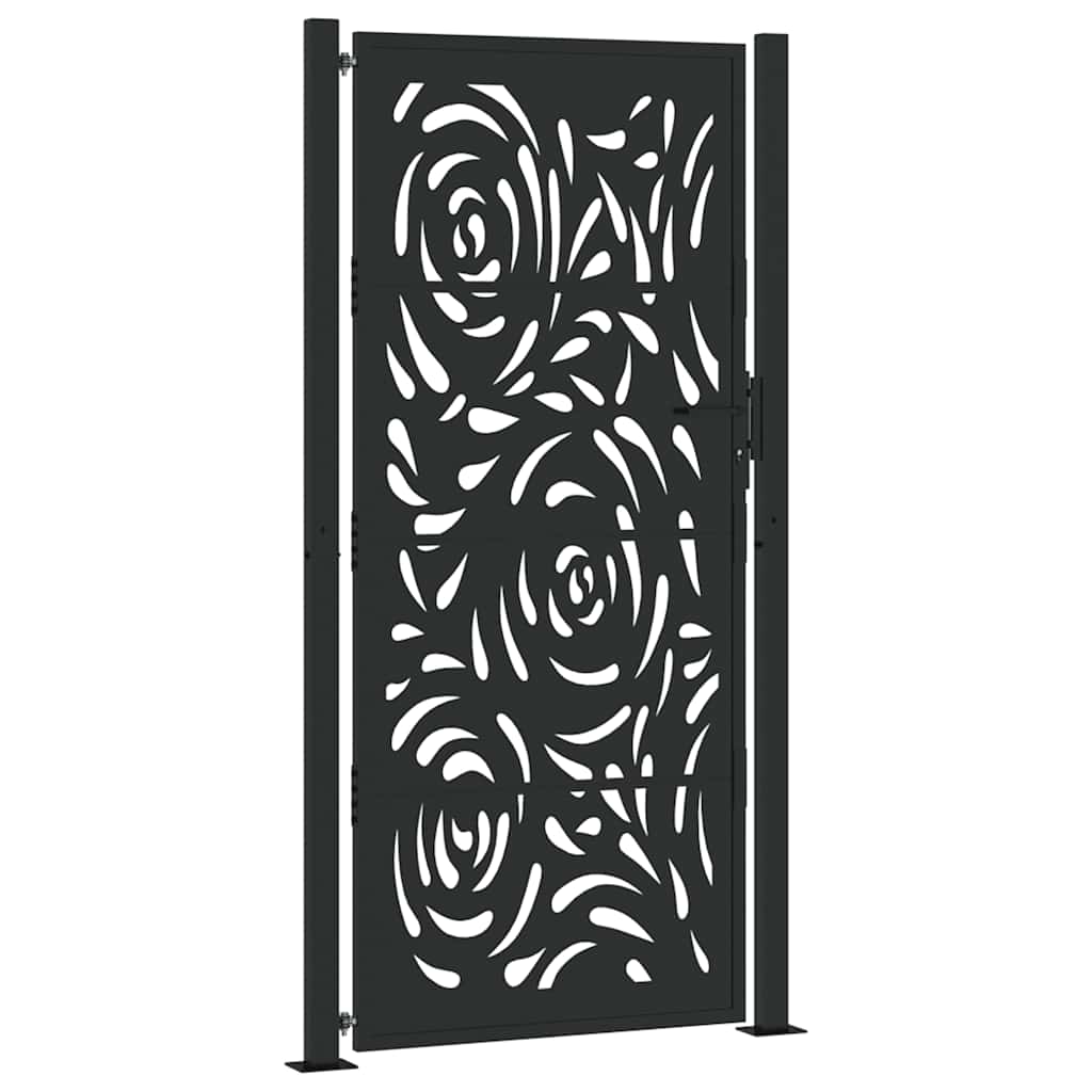 vidaXL Garden Gate Black 100x200 cm Steel Flame  Design 2