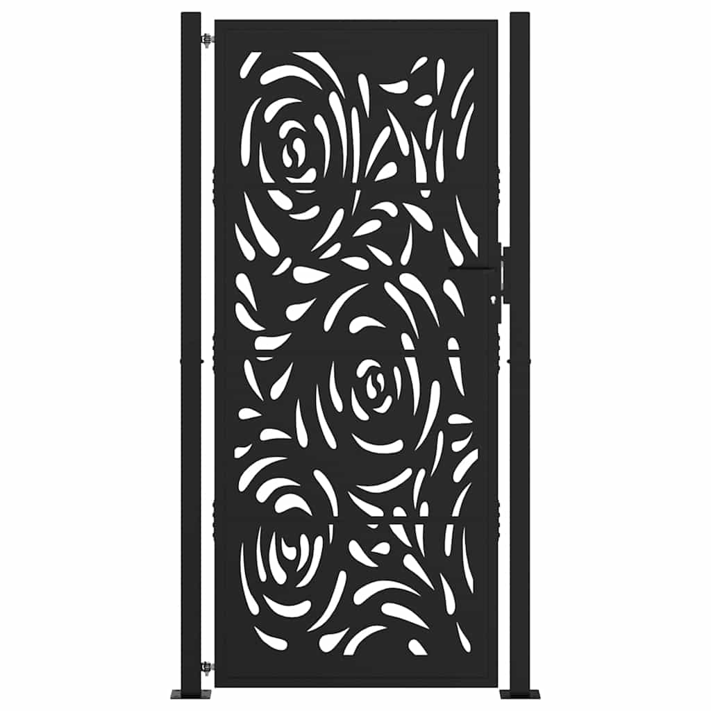 vidaXL Garden Gate Black 100x200 cm Steel Flame  Design 3