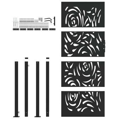 vidaXL Garden Gate Black 100x200 cm Steel Flame  Design 4