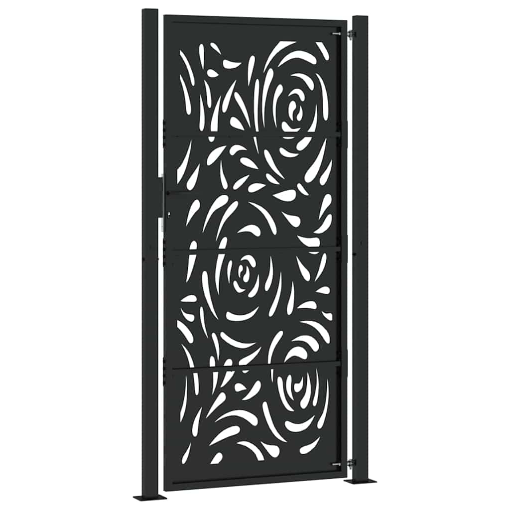 vidaXL Garden Gate Black 100x200 cm Steel Flame  Design 6