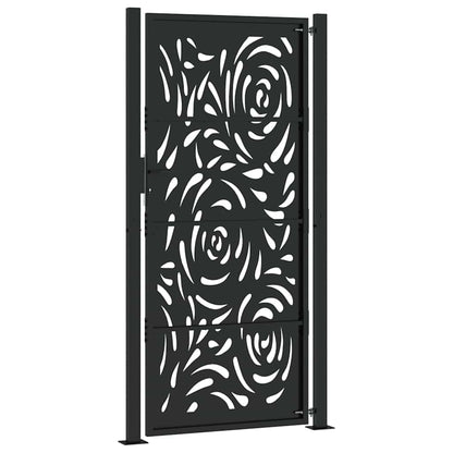 vidaXL Garden Gate Black 100x200 cm Steel Flame  Design 6