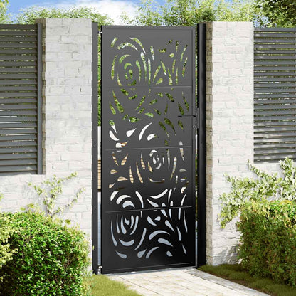 vidaXL Garden Gate Black 100x200 cm Steel Flame  Design 1