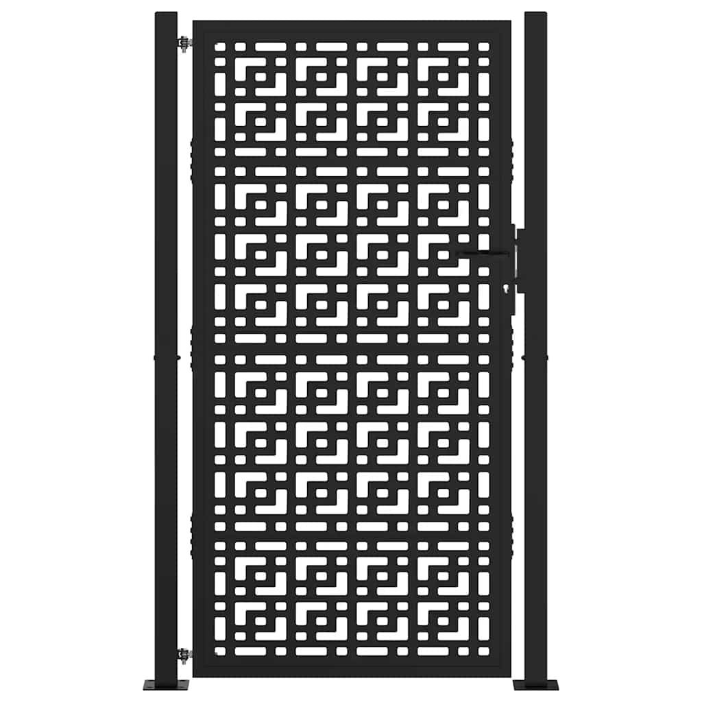 vidaXL Garden Gate Black 100x175 cm Steel Cross  Design 3