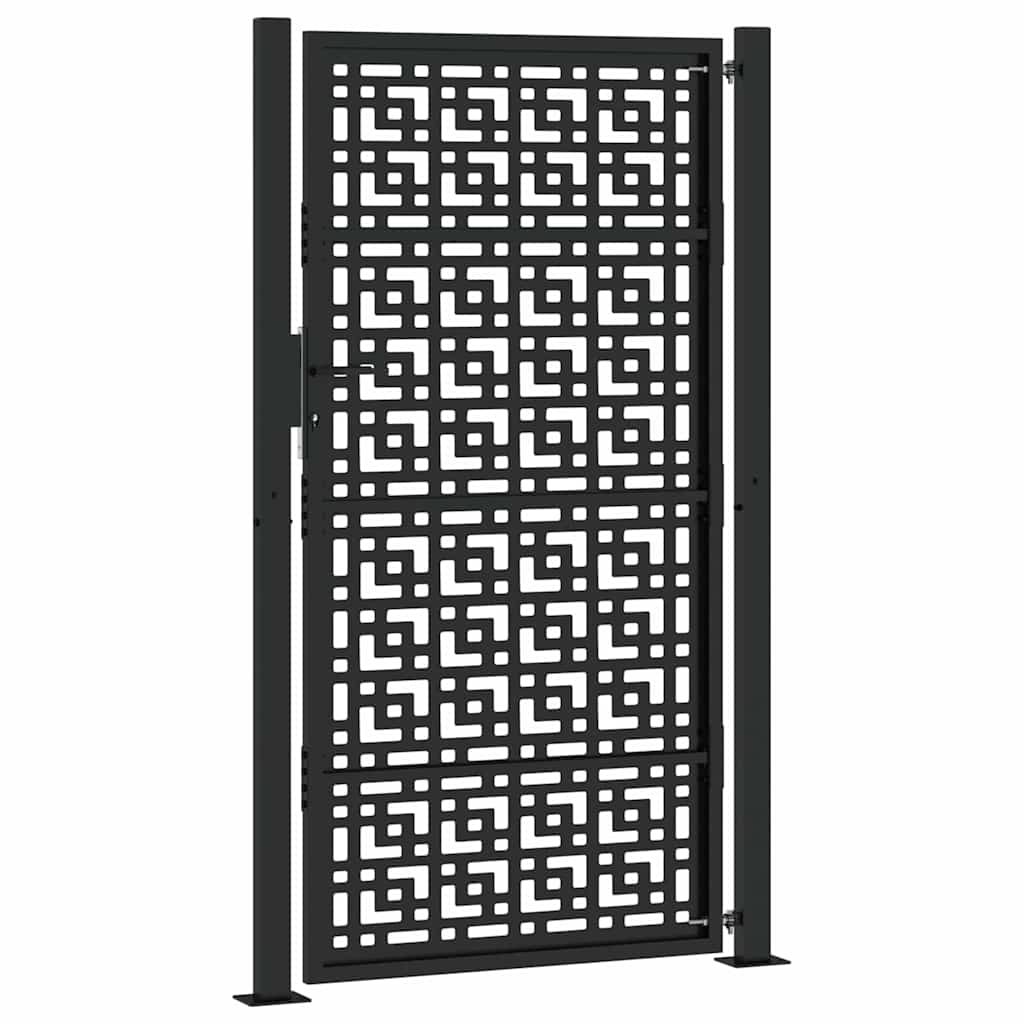 vidaXL Garden Gate Black 100x175 cm Steel Cross  Design 6