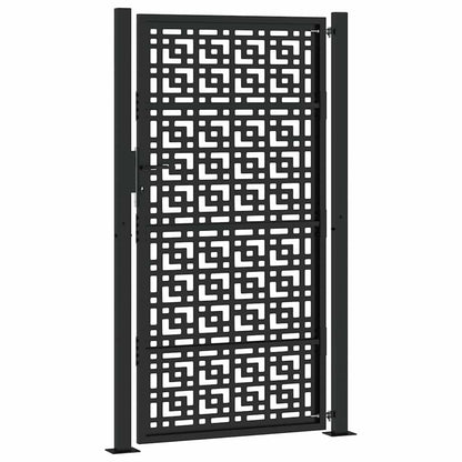 vidaXL Garden Gate Black 100x175 cm Steel Cross  Design 6
