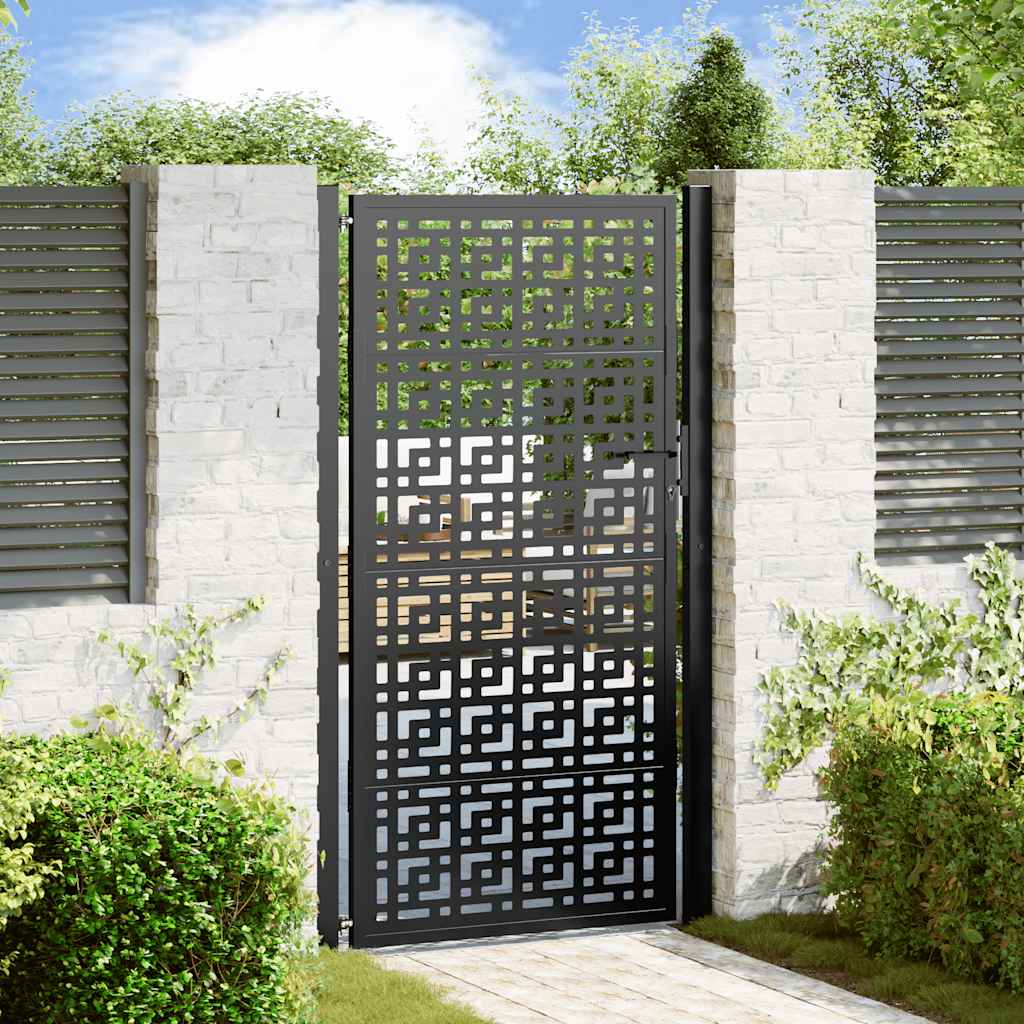 vidaXL Garden Gate Black 100x175 cm Steel Cross  Design 1