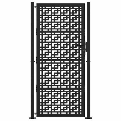 vidaXL Garden Gate Black 100x200 cm Steel Cross Design 3