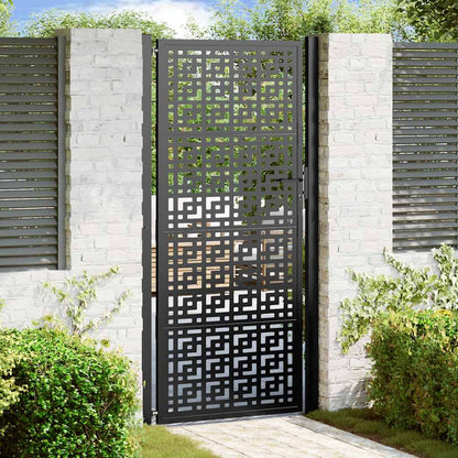 vidaXL Garden Gate Black 100x200 cm Steel Cross Design 1