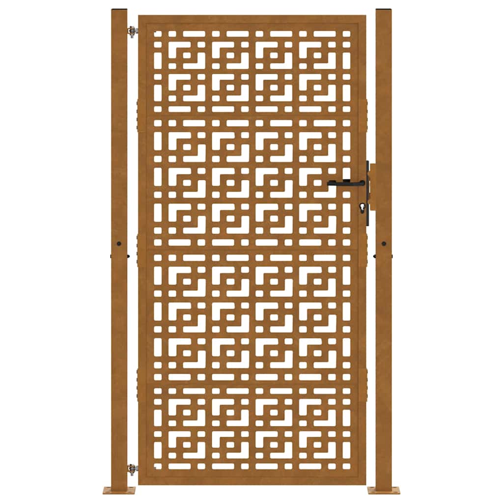 vidaXL Garden Gate 100x200 cm Weathering Steel Cross Design 4