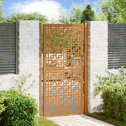 vidaXL Garden Gate 100x200 cm Weathering Steel Cross Design 1