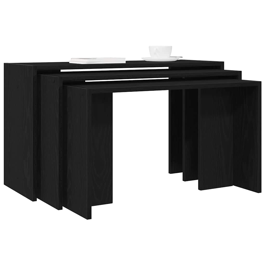 Nesting Tables 3 pcs Engineered Wood Black