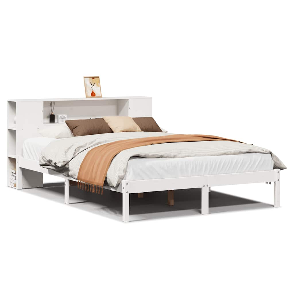 vidaXL Bookcase Bed without Mattress White 160x200 cm Solid Wood Pine 2