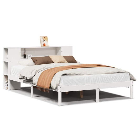 vidaXL Bookcase Bed without Mattress White 160x200 cm Solid Wood Pine 2