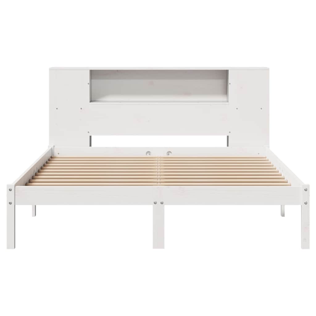 vidaXL Bookcase Bed without Mattress White 160x200 cm Solid Wood Pine 4