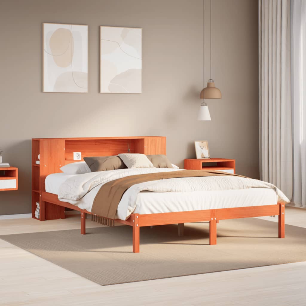 vidaXL Bookcase Bed without Mattress Solid Wood Pine