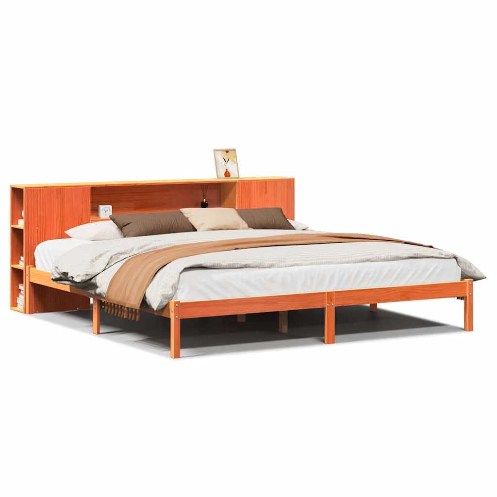 vidaXL Bookcase Bed without Mattress Wax Brown 200x200 cm 2