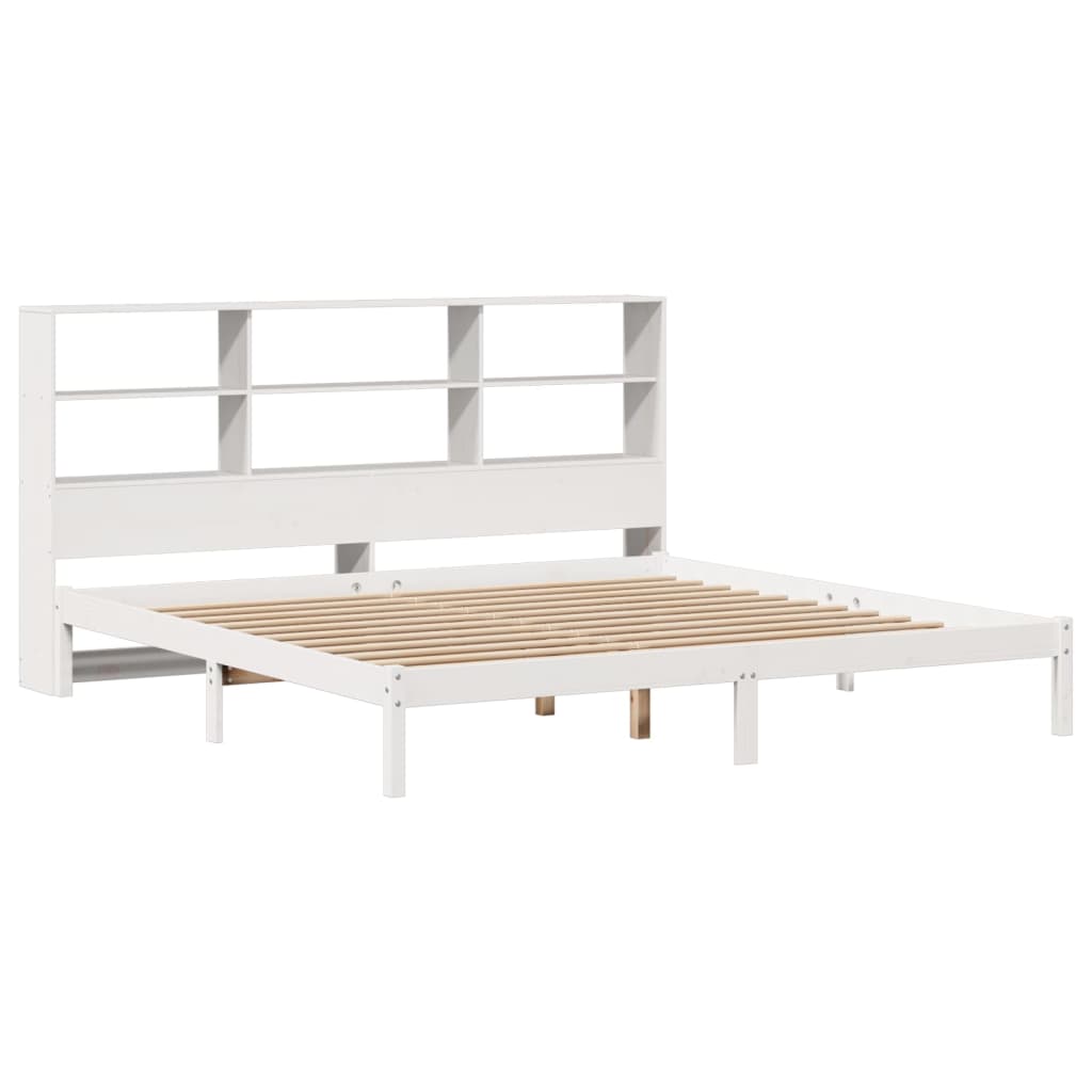 vidaXL Bookcase Bed without Mattress White 180x200 cm Super King Solid Wood Pine 3
