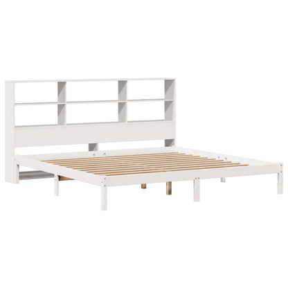 vidaXL Bookcase Bed without Mattress White 180x200 cm Super King Solid Wood Pine 3