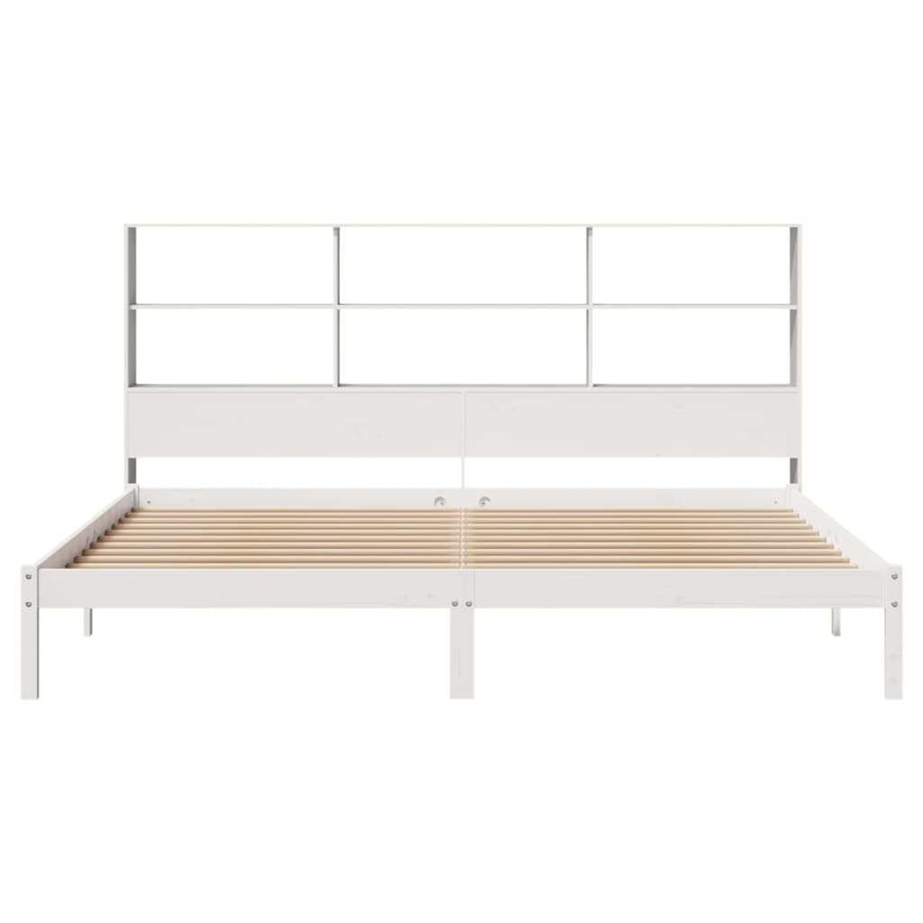 vidaXL Bookcase Bed without Mattress White 180x200 cm Super King Solid Wood Pine 4