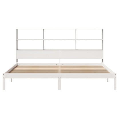 vidaXL Bookcase Bed without Mattress White 180x200 cm Super King Solid Wood Pine 4