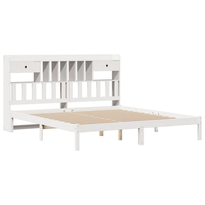 vidaXL Bookcase Bed without Mattress White 180x200 cm Super King Solid Wood Pine 3