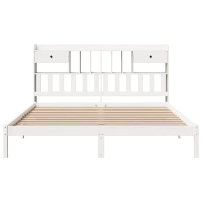 vidaXL Bookcase Bed without Mattress White 180x200 cm Super King Solid Wood Pine 4