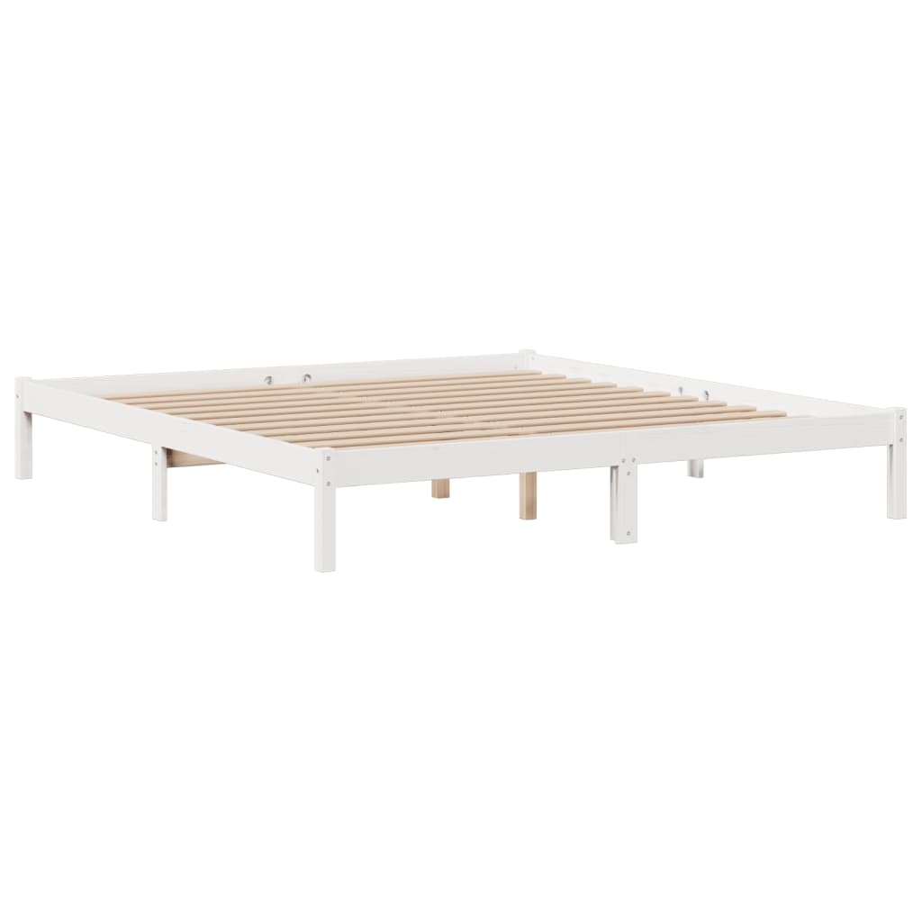 vidaXL Bookcase Bed without Mattress White 180x200 cm Super King Solid Wood Pine 5